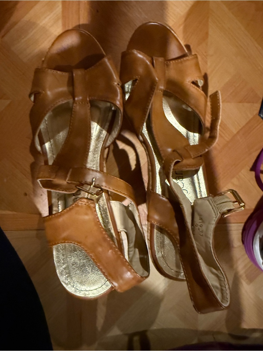 Cathy Jean Tan Brown Leather Strappy Sandals - Picture 7 of 7